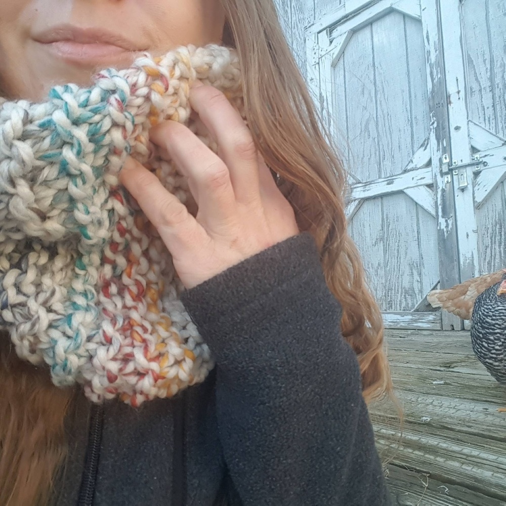Muff Hand knit Neckwarmer Scarf Gaitor Wool Blend - Picture 8 of 8